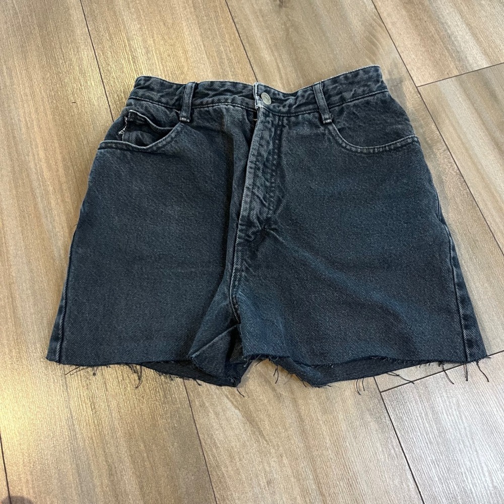 BONGO Vintage Denim Jean Shorts High Waist Black Wash Cut Off Size 7